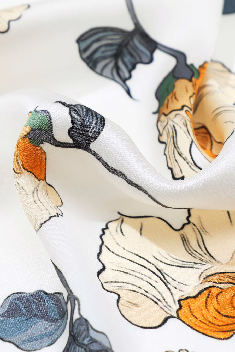 Chic Floral Square Silk Scarf