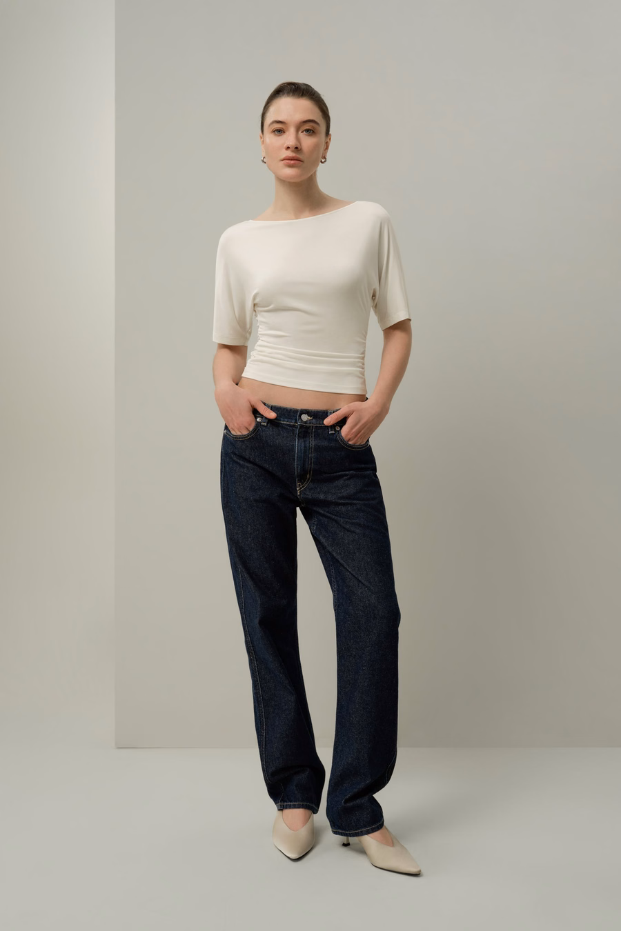 Silk Breeze Jersey Pleated Swing Tee