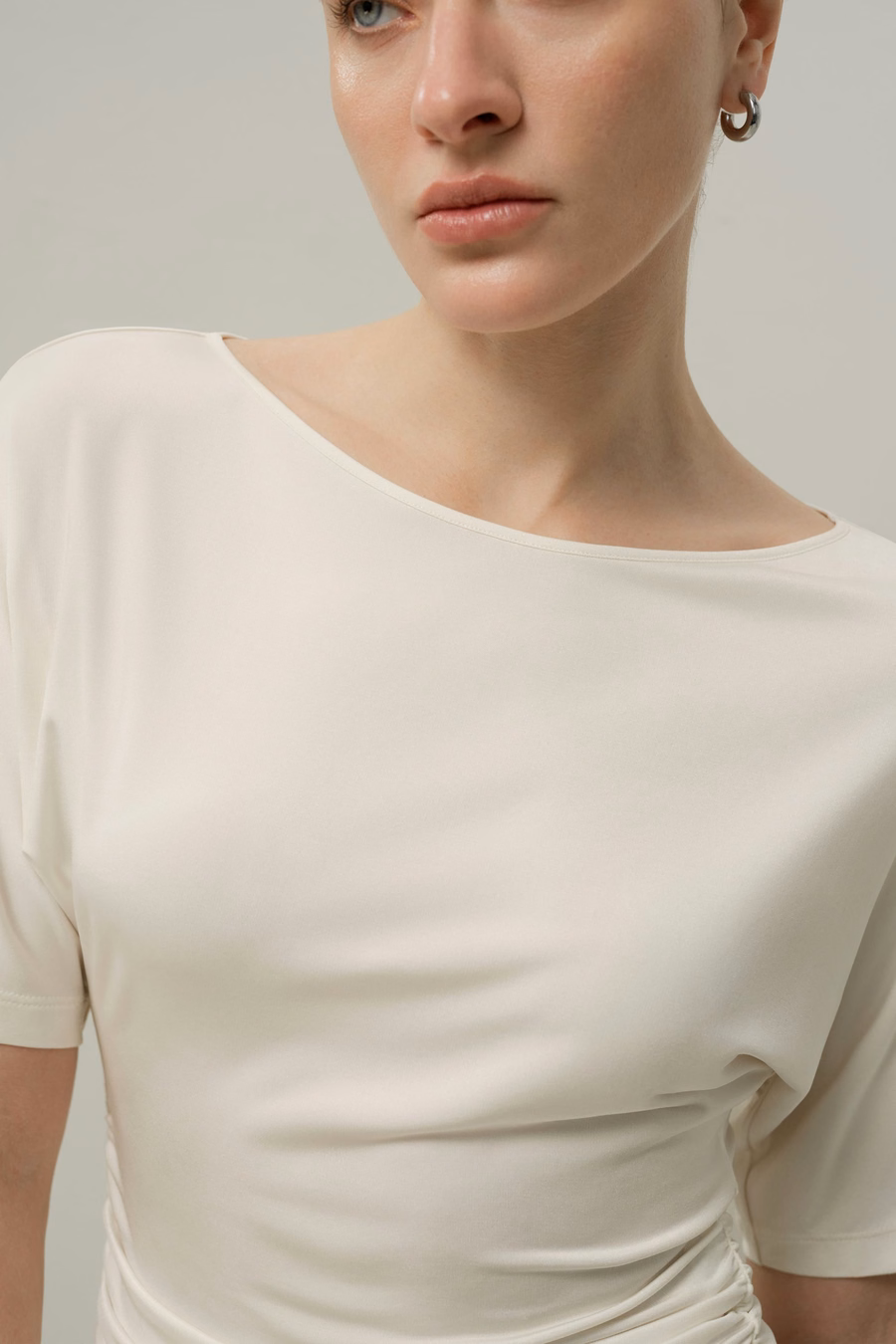 Silk Breeze Jersey Pleated Swing Tee