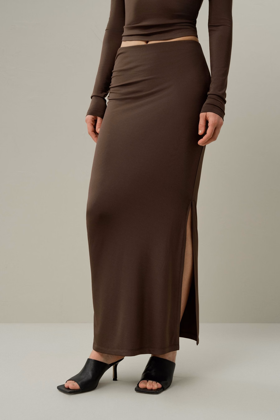 Jedwabna Spódnica Maxi Slim-Fit Jersey Breeze