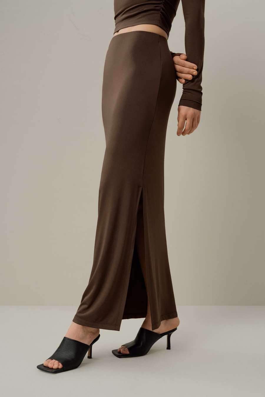 Jedwabna Spódnica Maxi Slim-Fit Jersey Breeze