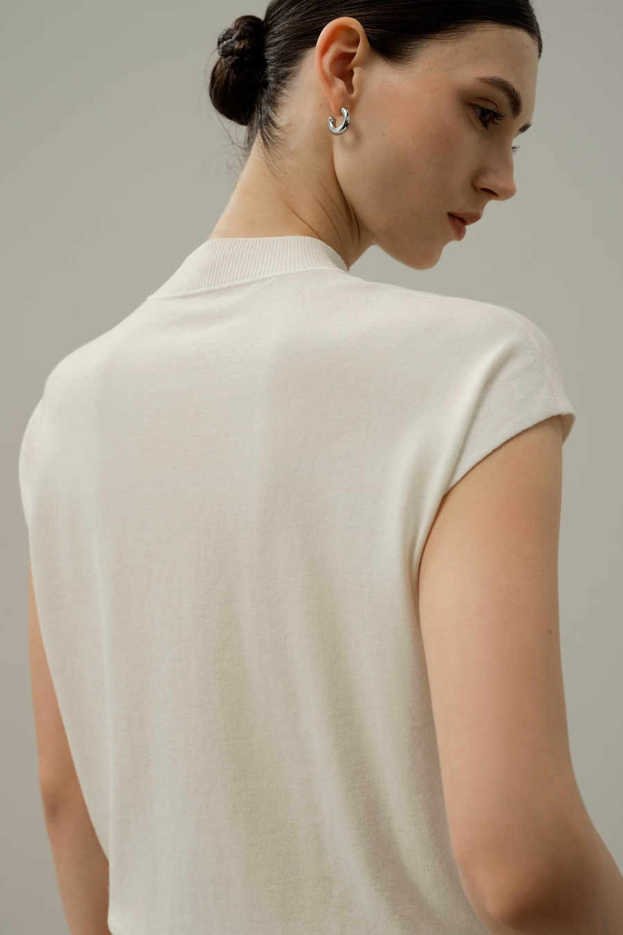 Mockneck Silk Cotton Blend Top