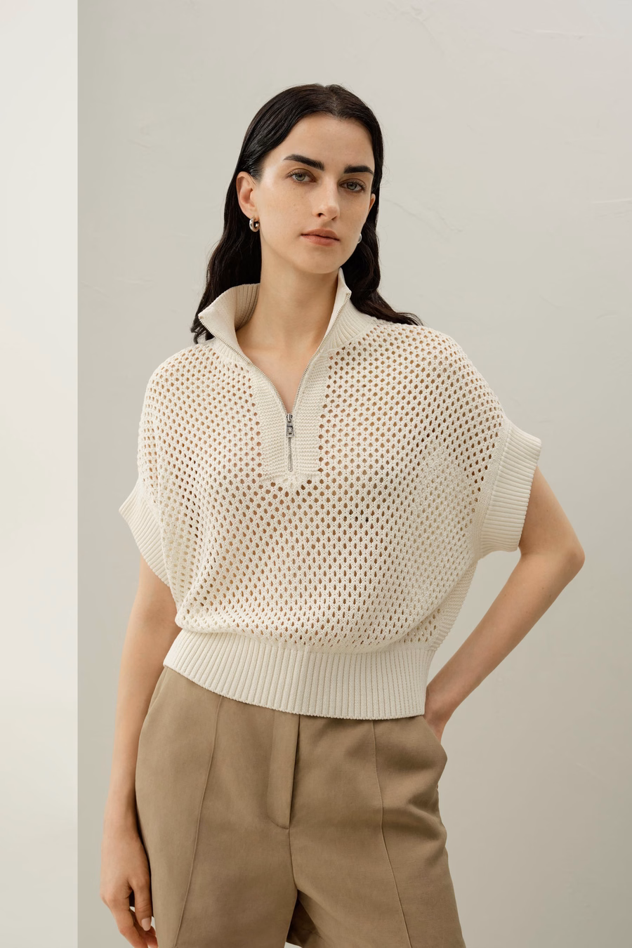 Sweter z pół-zamkiem Toskańskim z dzianiny w romby