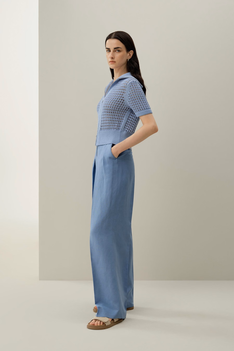 Kardigan Toscana Pointelle Knit z podwójnym zamkiem błyskawicznym