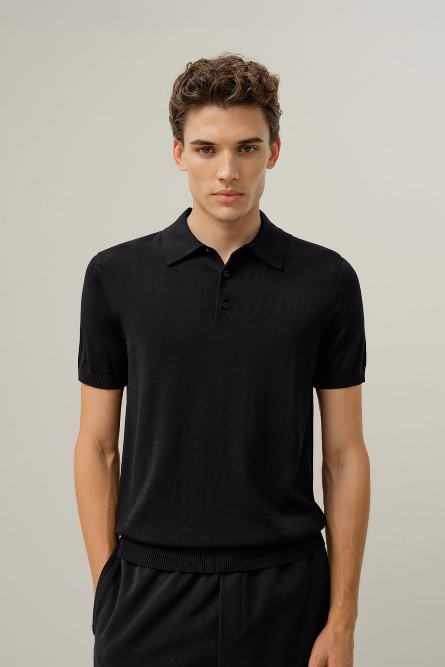 Silk-Cotton Regular-Fit V-Neck Polo