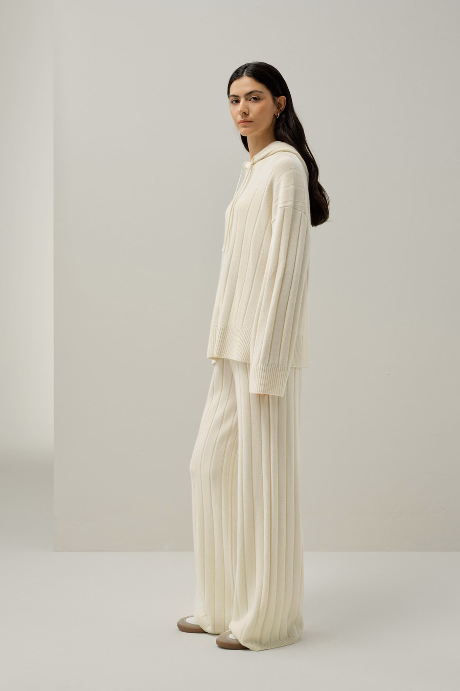 Ribbed Wide-Leg Pants