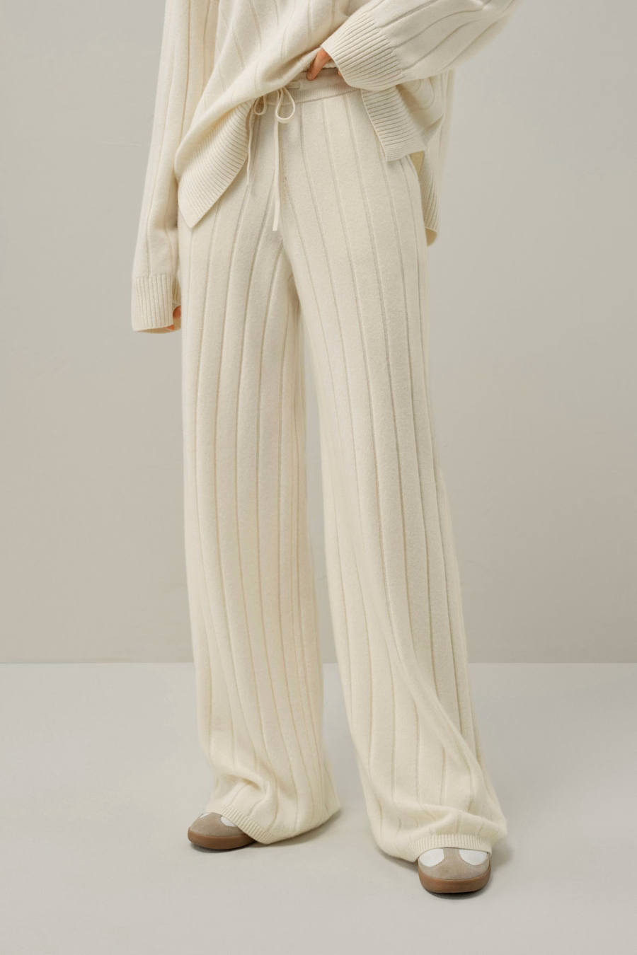 Ribbed Wide-Leg Pants