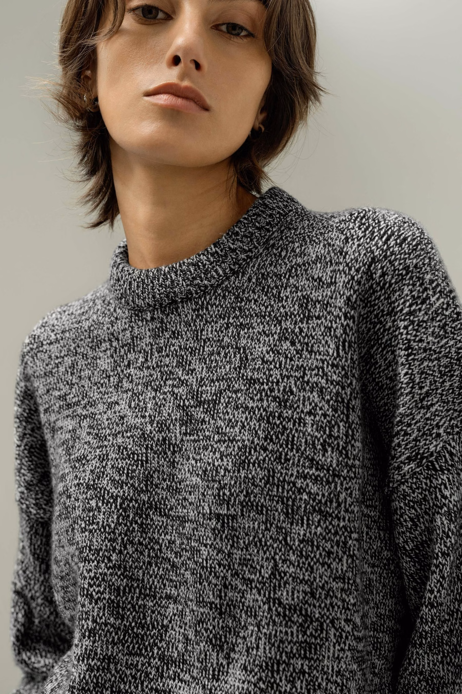 Sweter oversize z wełny i kaszmiru z okrągłym dekoltem