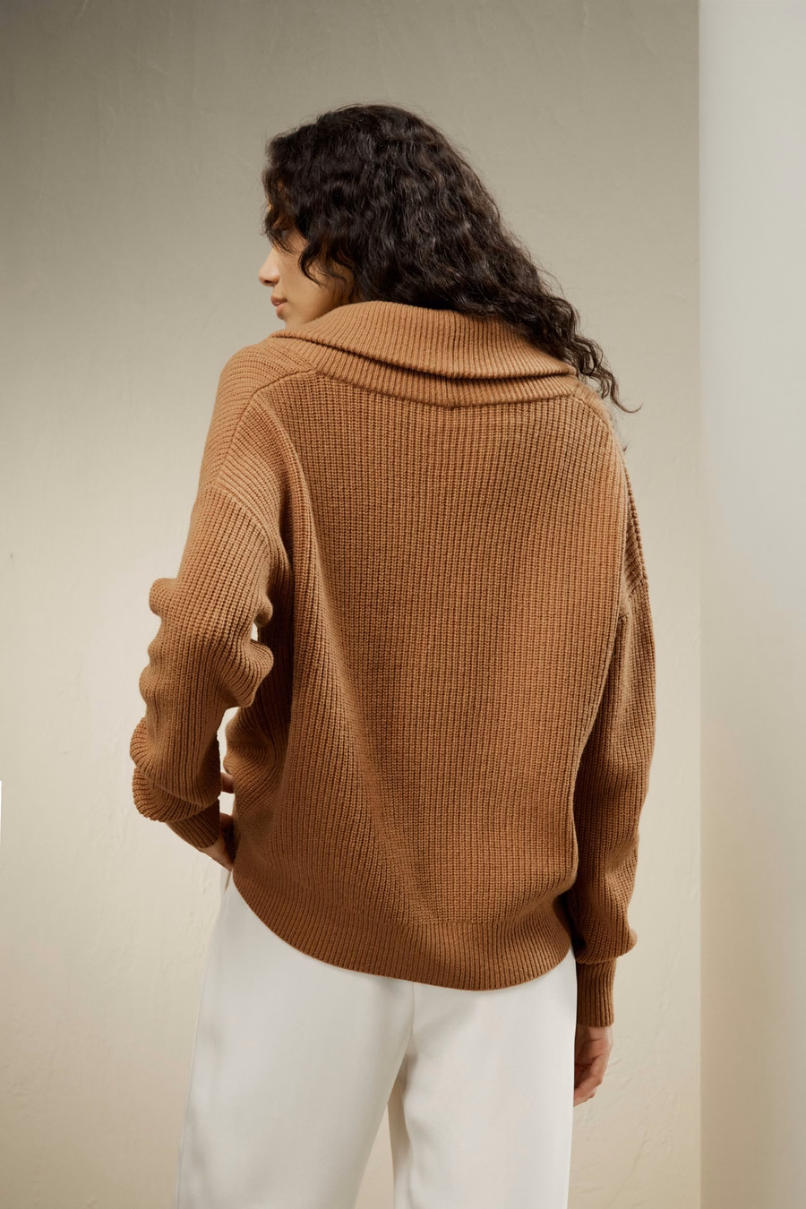 Sweter kardigan z kołnierzem typu szal z mieszanki wełny i kaszmiru