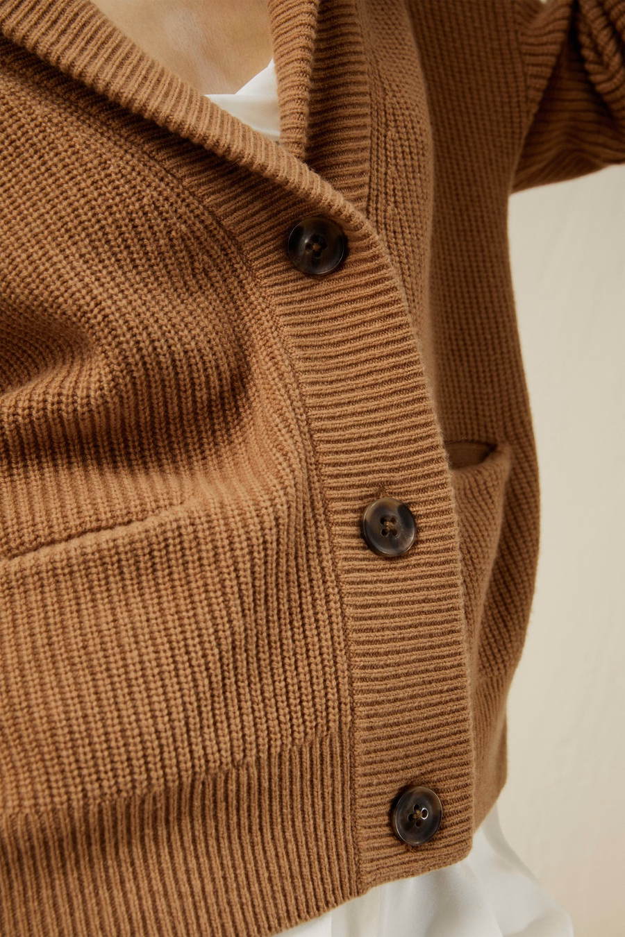 Sweter kardigan z kołnierzem typu szal z mieszanki wełny i kaszmiru