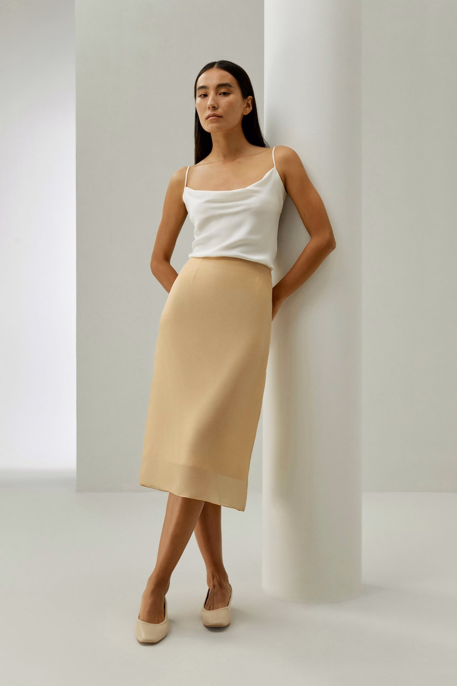 Tailored A-line Silk Skirt