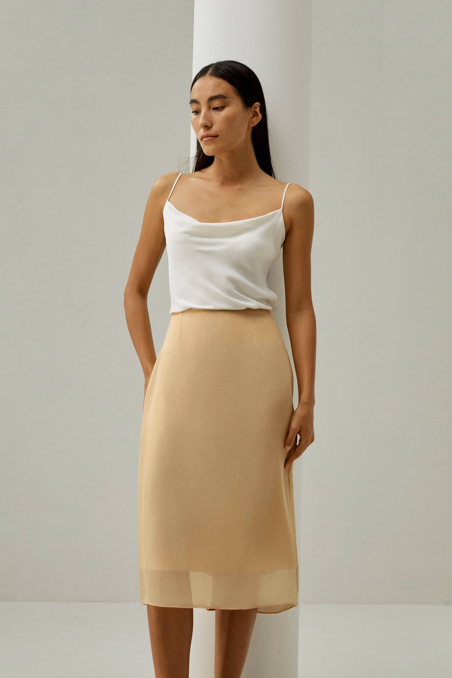 Tailored A-line Silk Skirt