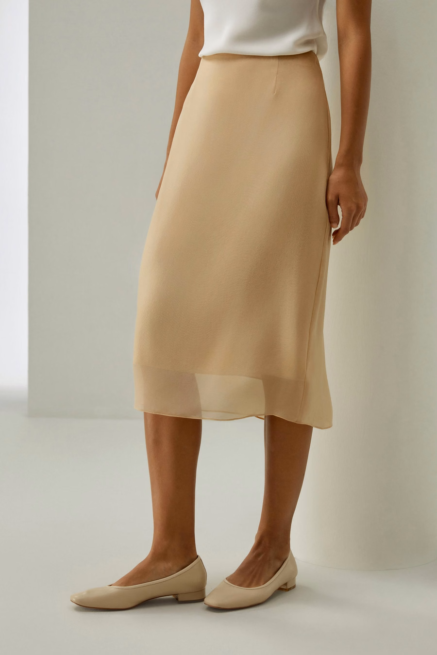 Tailored A-line Silk Skirt