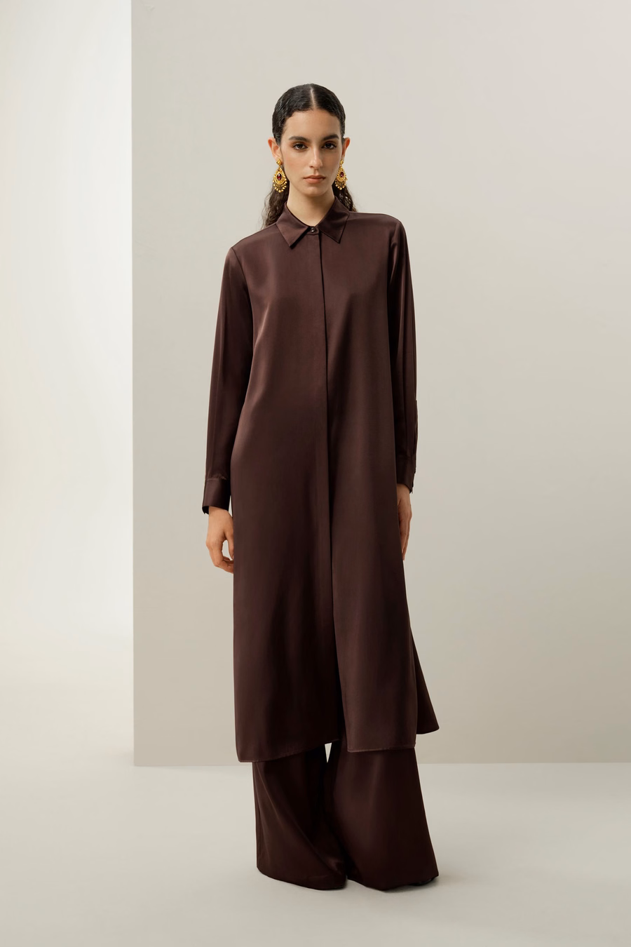Jedwabne spodnie wide-leg Silk Charmeuse