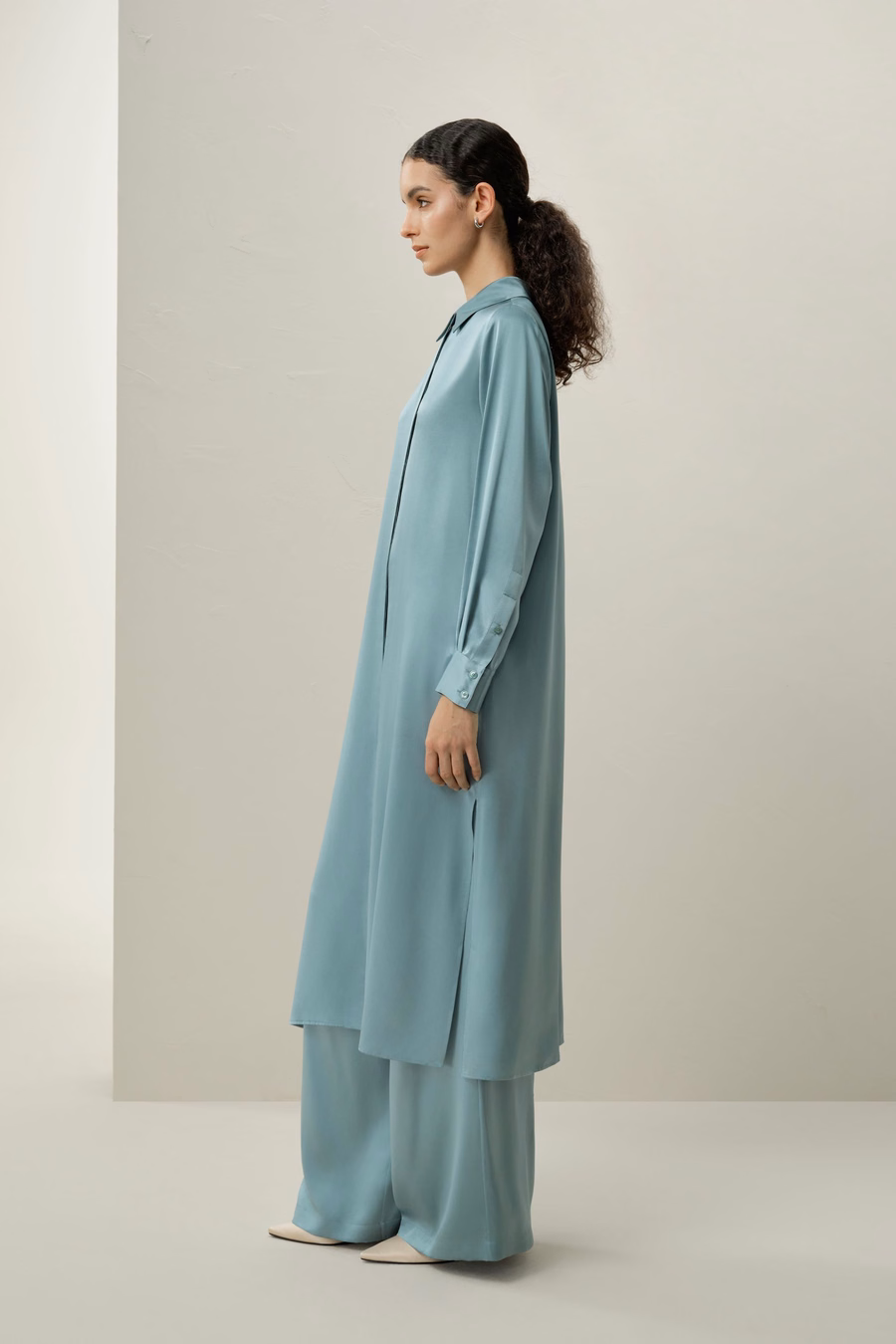Jedwabne spodnie wide-leg Silk Charmeuse