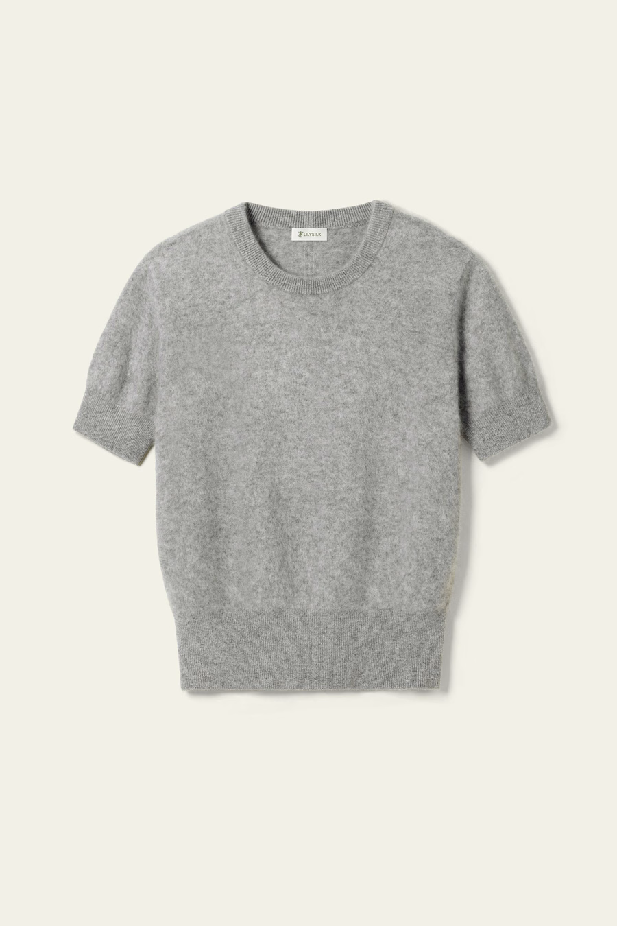 Sweter z krótkim rękawem z kaszmiru brushed