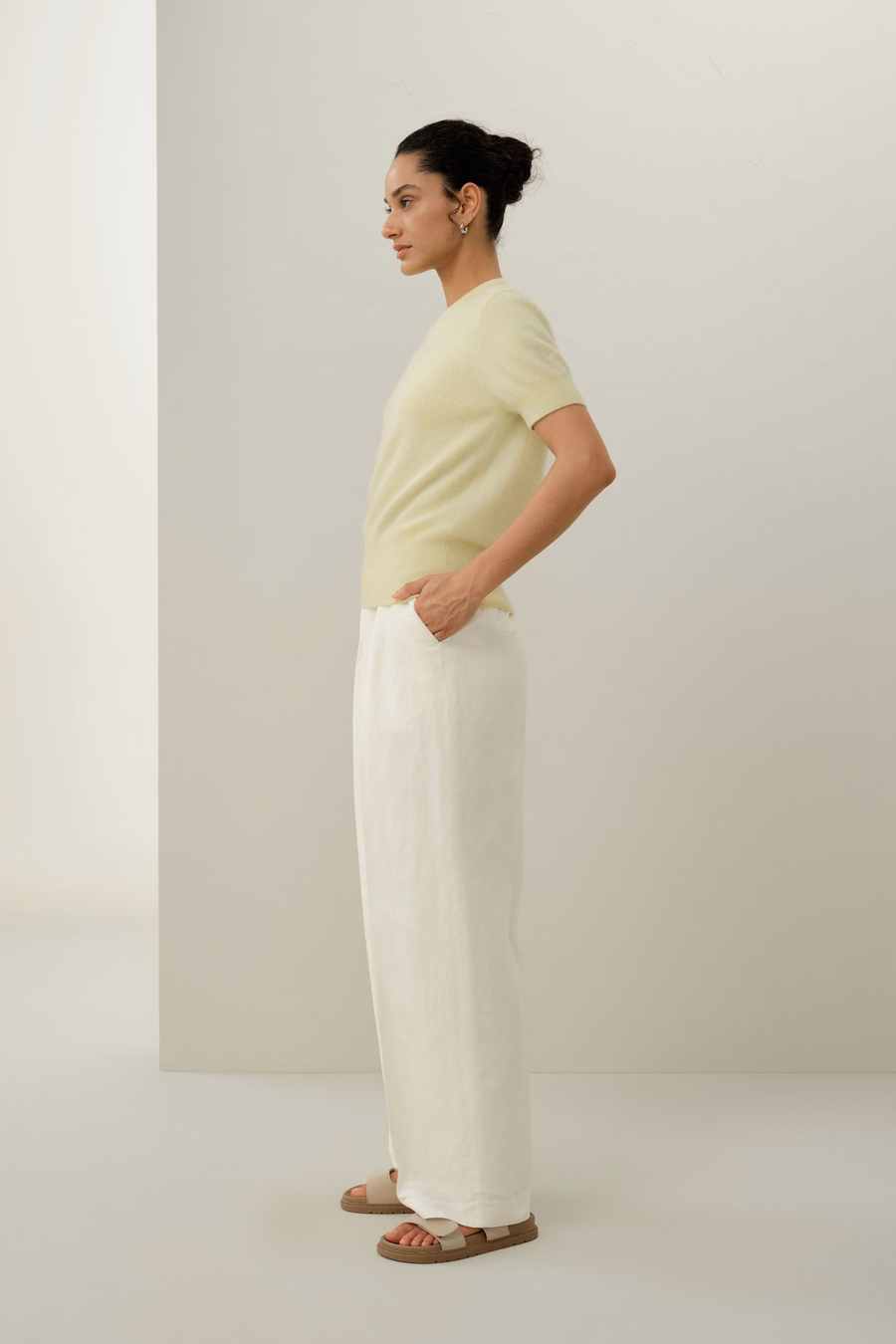 Sweter z krótkim rękawem z kaszmiru brushed