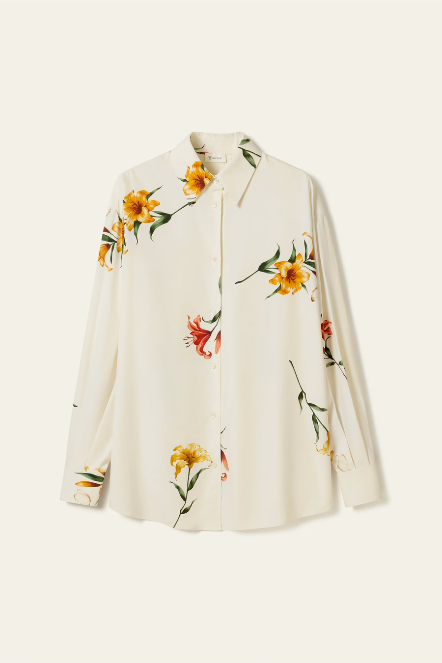 Lily print jedwabna koszula oversize