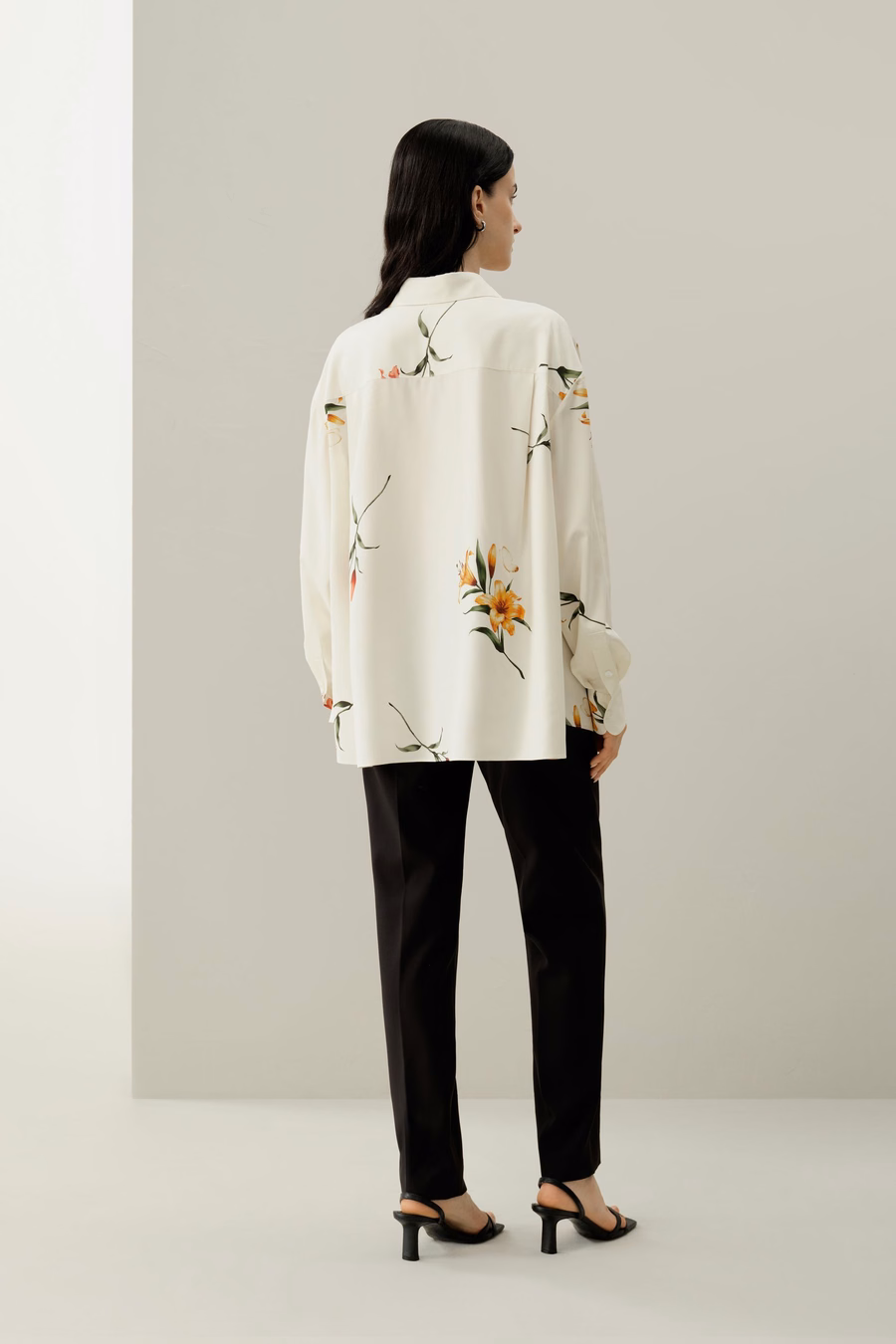 Lily print jedwabna koszula oversize
