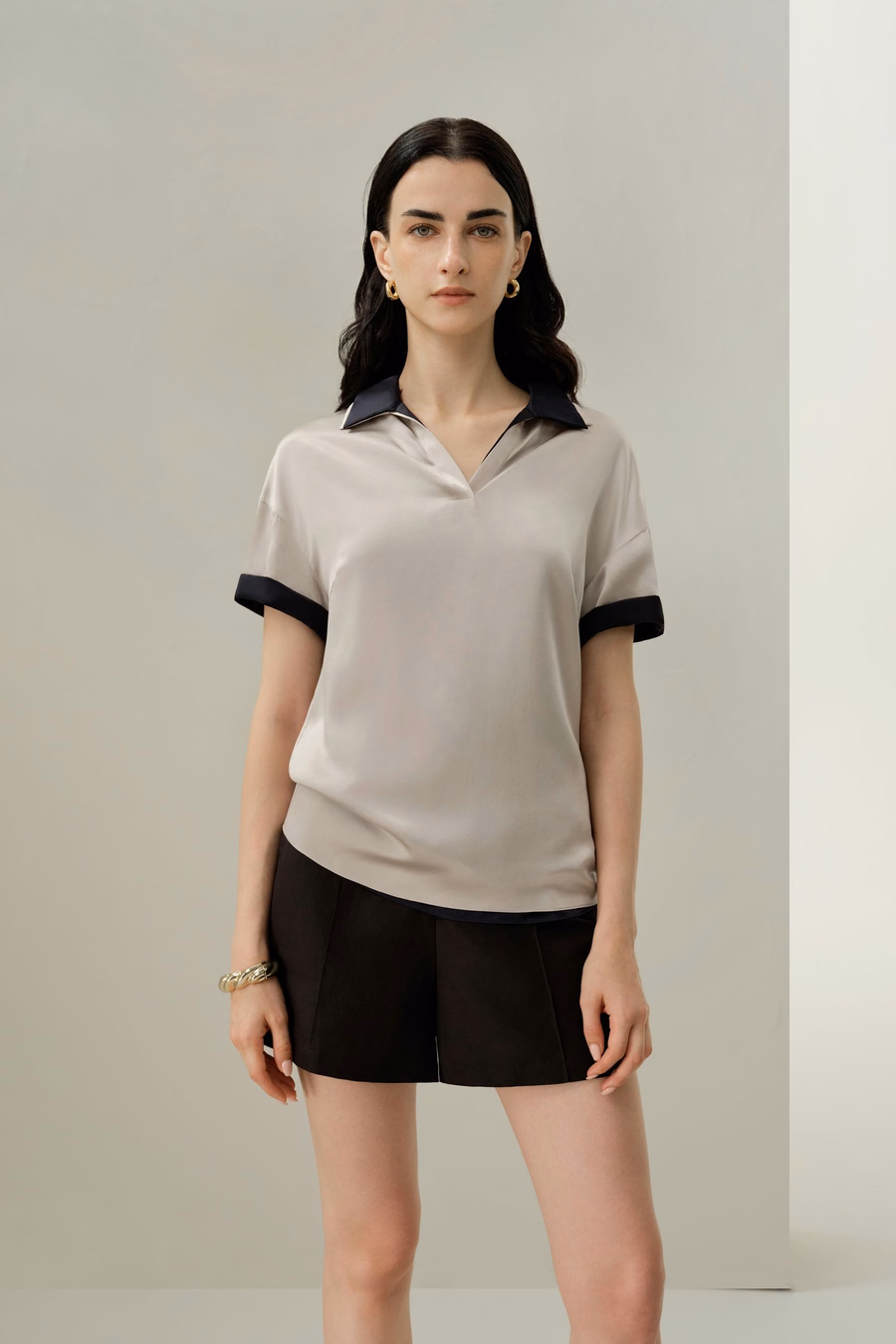 Polo Top z jedwabiu charmeuse