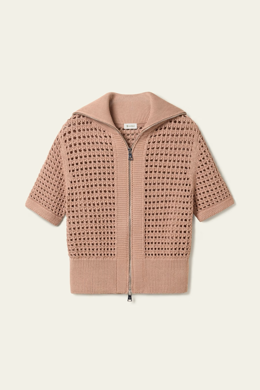 Kardigan Toscana Pointelle Knit z podwójnym zamkiem błyskawicznym