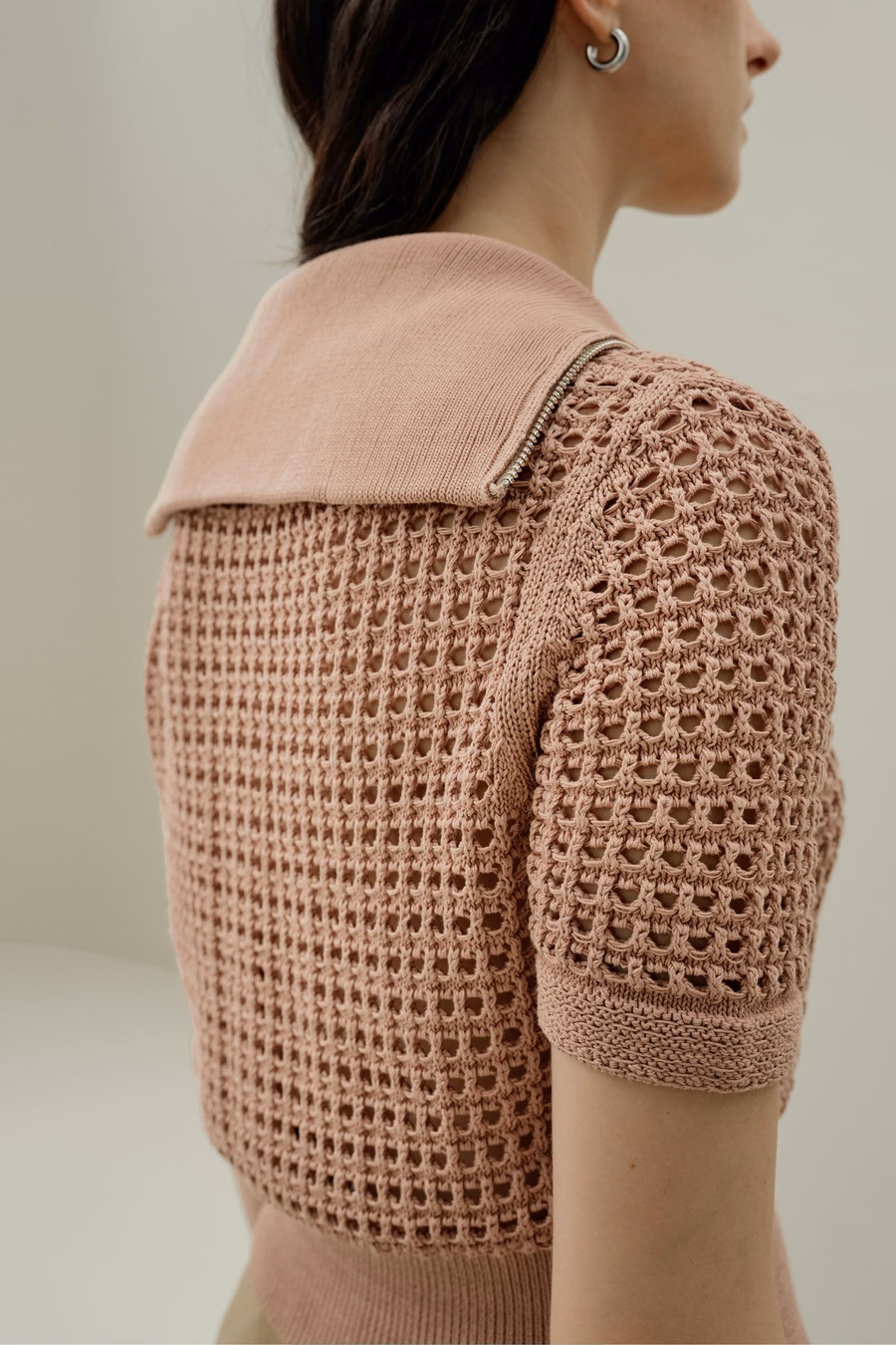 Kardigan Toscana Pointelle Knit z podwójnym zamkiem błyskawicznym