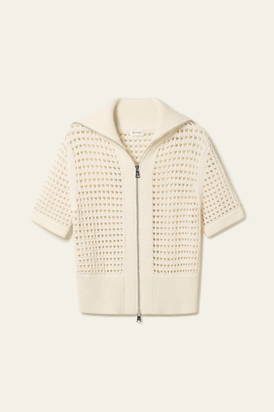 Kardigan Toscana Pointelle Knit z podwójnym zamkiem błyskawicznym