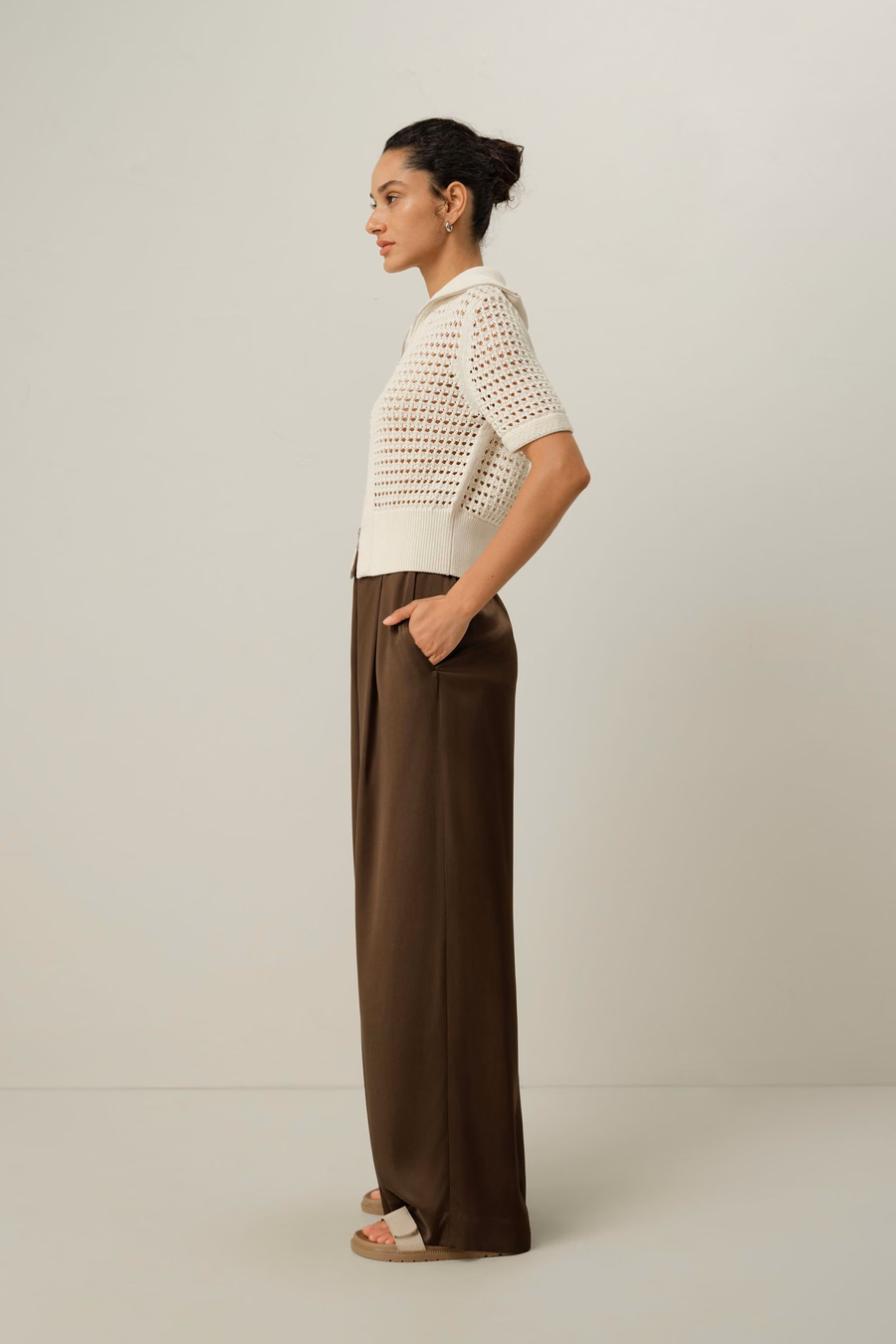 Kardigan Toscana Pointelle Knit z podwójnym zamkiem błyskawicznym