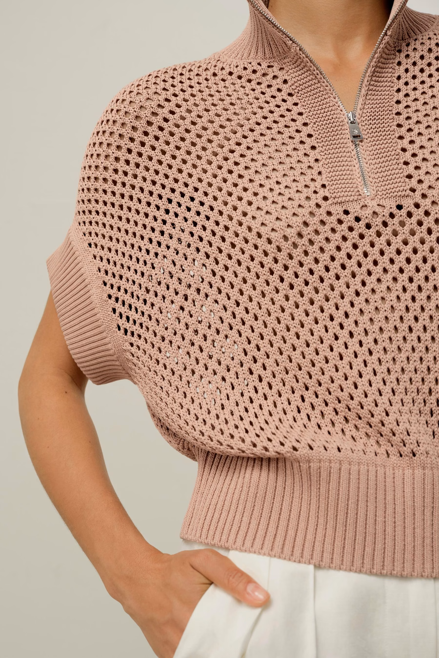 Sweter z pół-zamkiem Toskańskim z dzianiny w romby