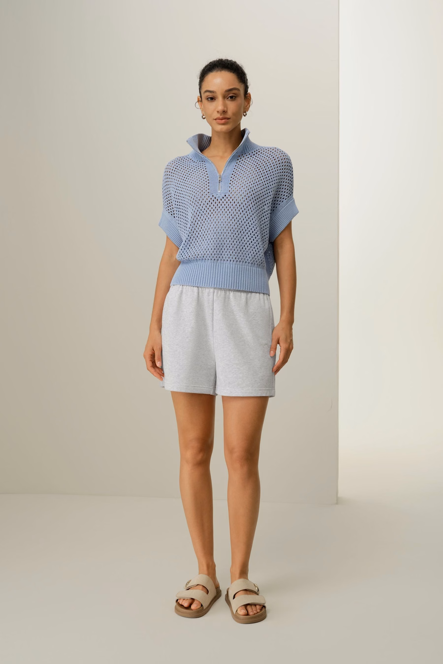 Sweter z pół-zamkiem Toskańskim z dzianiny w romby