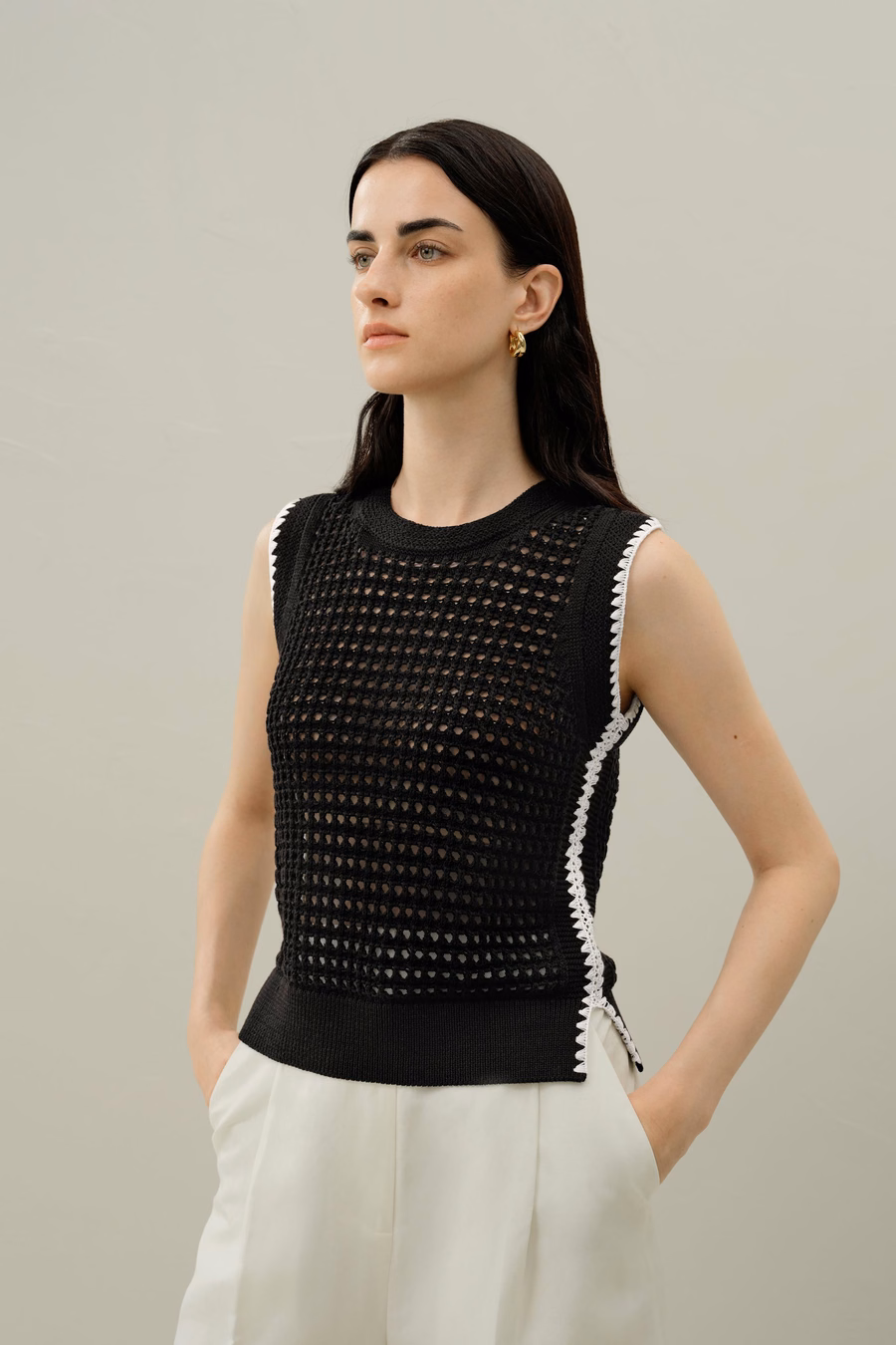 Toscana Pointelle Embroidered Vest
