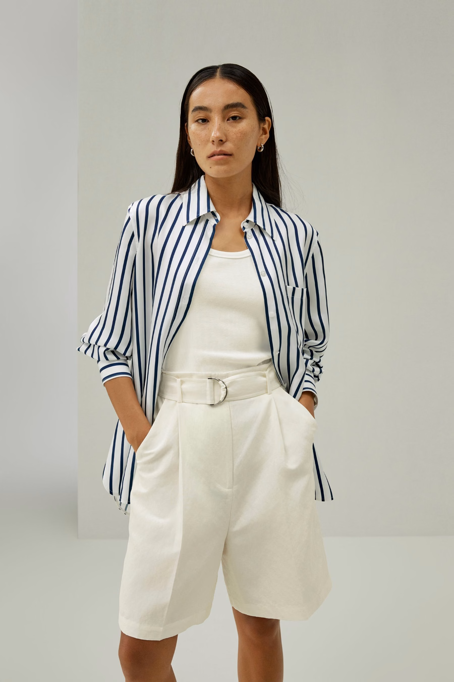 Chic Silk-Linen Blend Bermuda Shorts