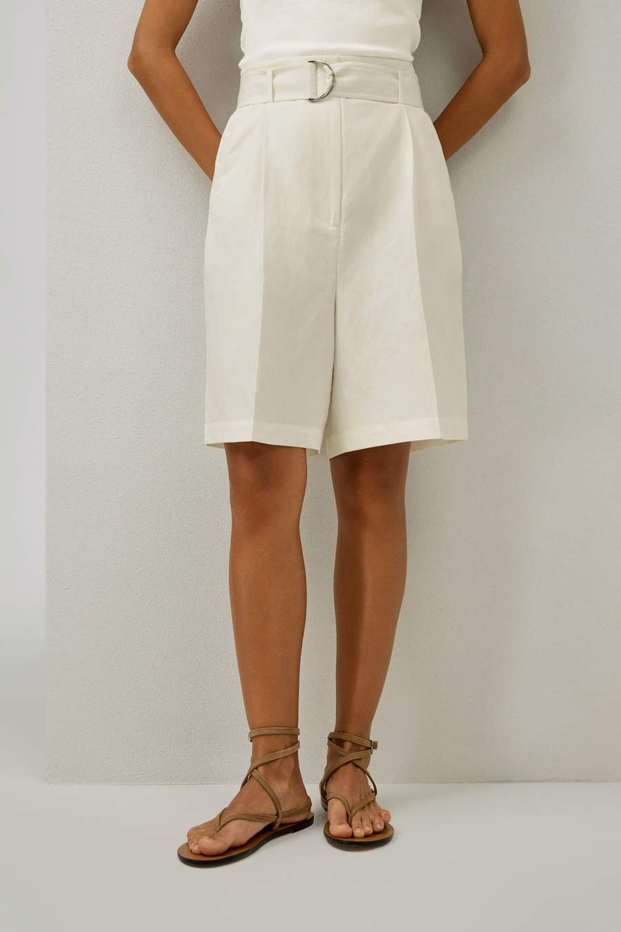Chic Silk-Linen Blend Bermuda Shorts