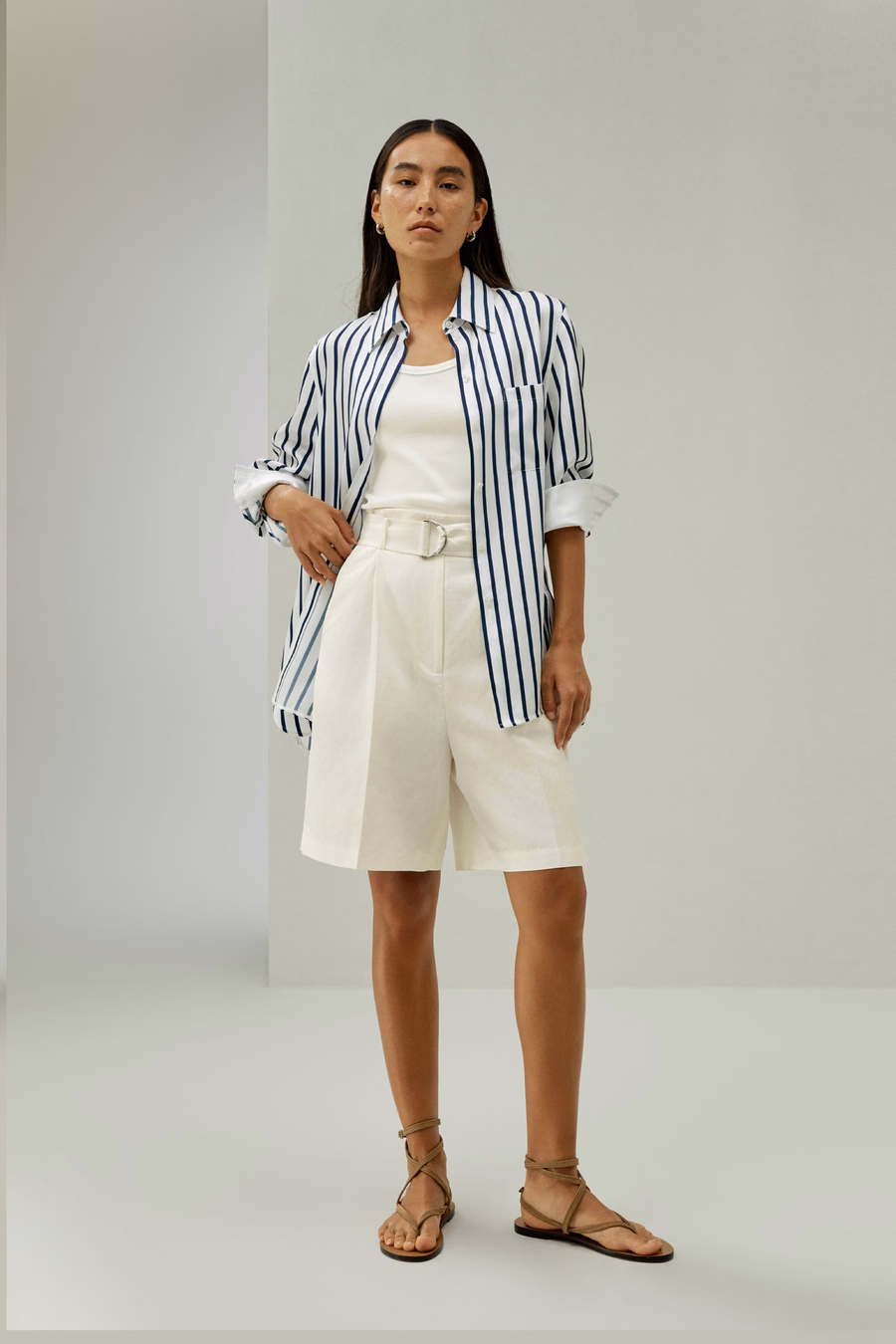 Chic Silk-Linen Blend Bermuda Shorts