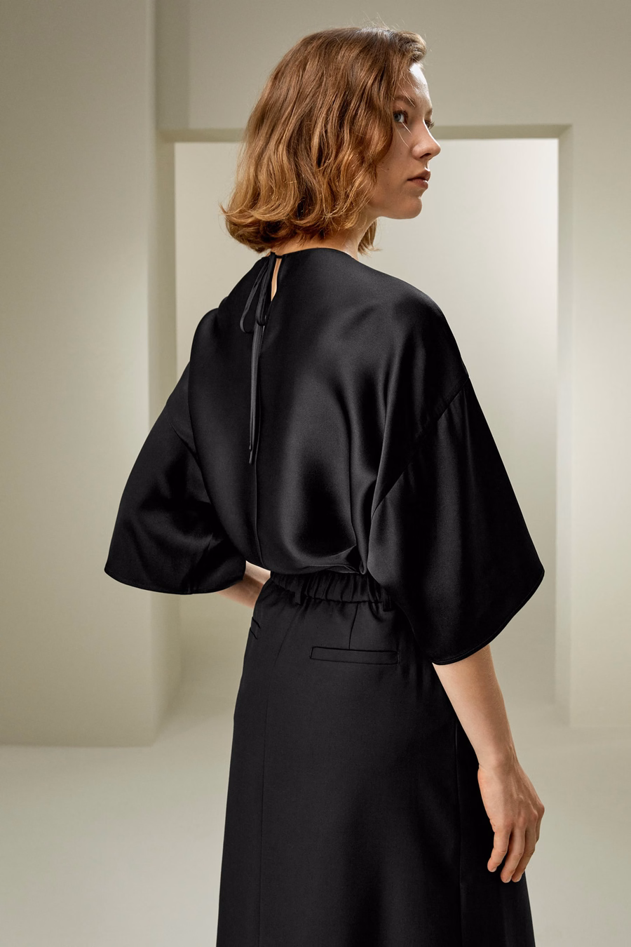 Relaxed Silk Crewneck Blouse
