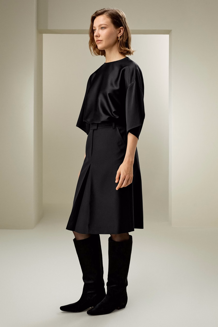 Relaxed Silk Crewneck Blouse