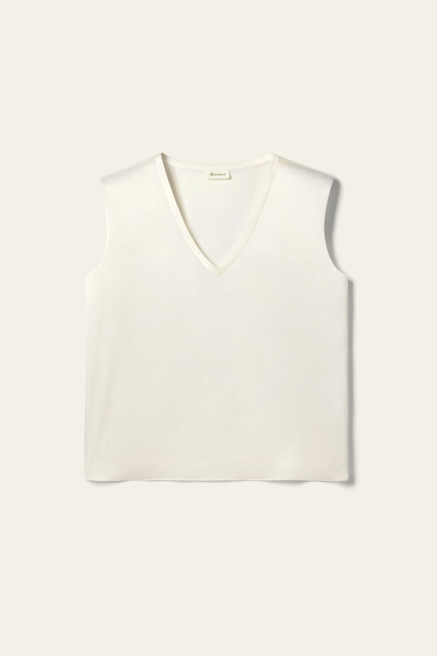 Silk Suede Bez Rękawów Top w Dekolcie w Serek