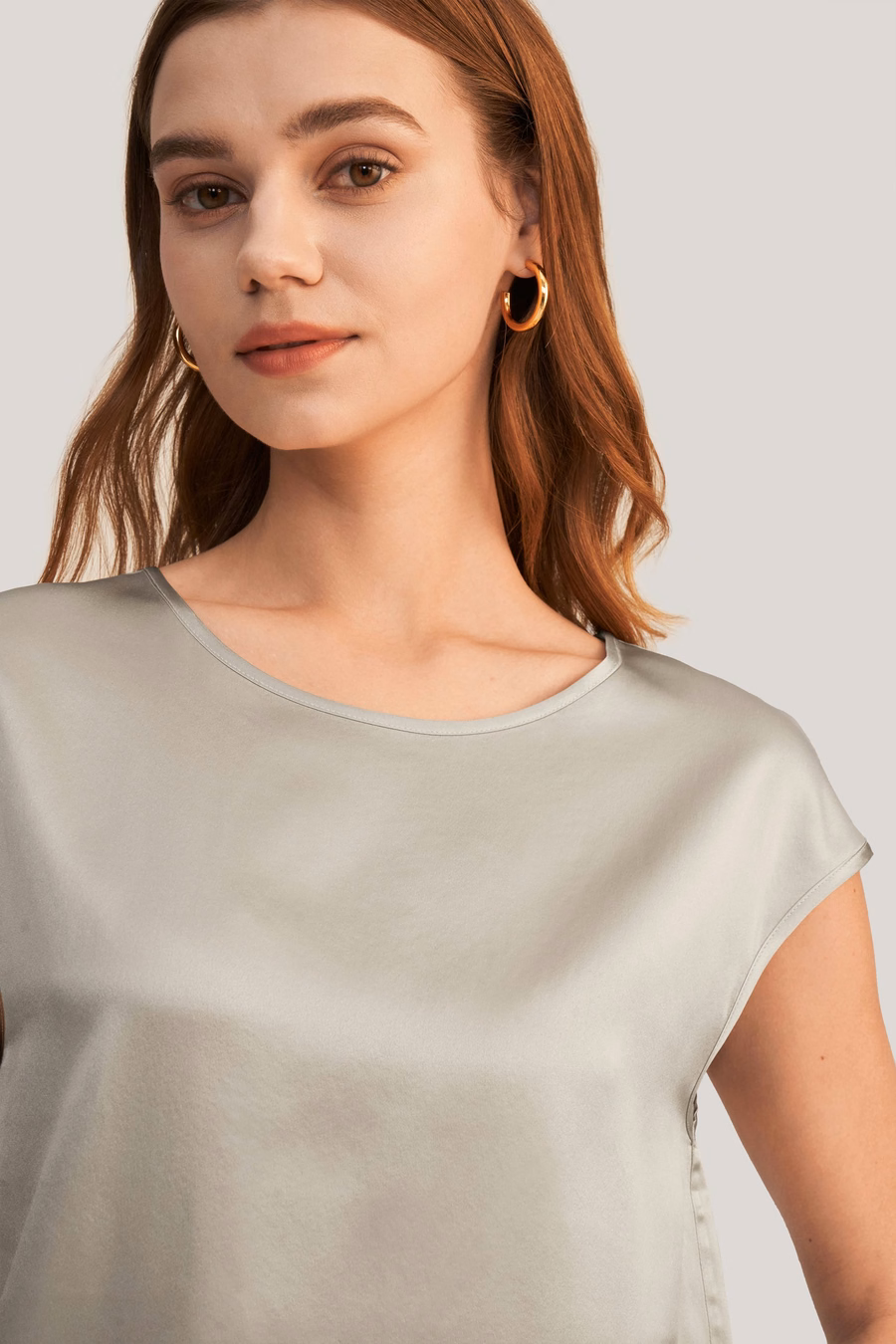 Basic Cap Sleeves Silk Tee