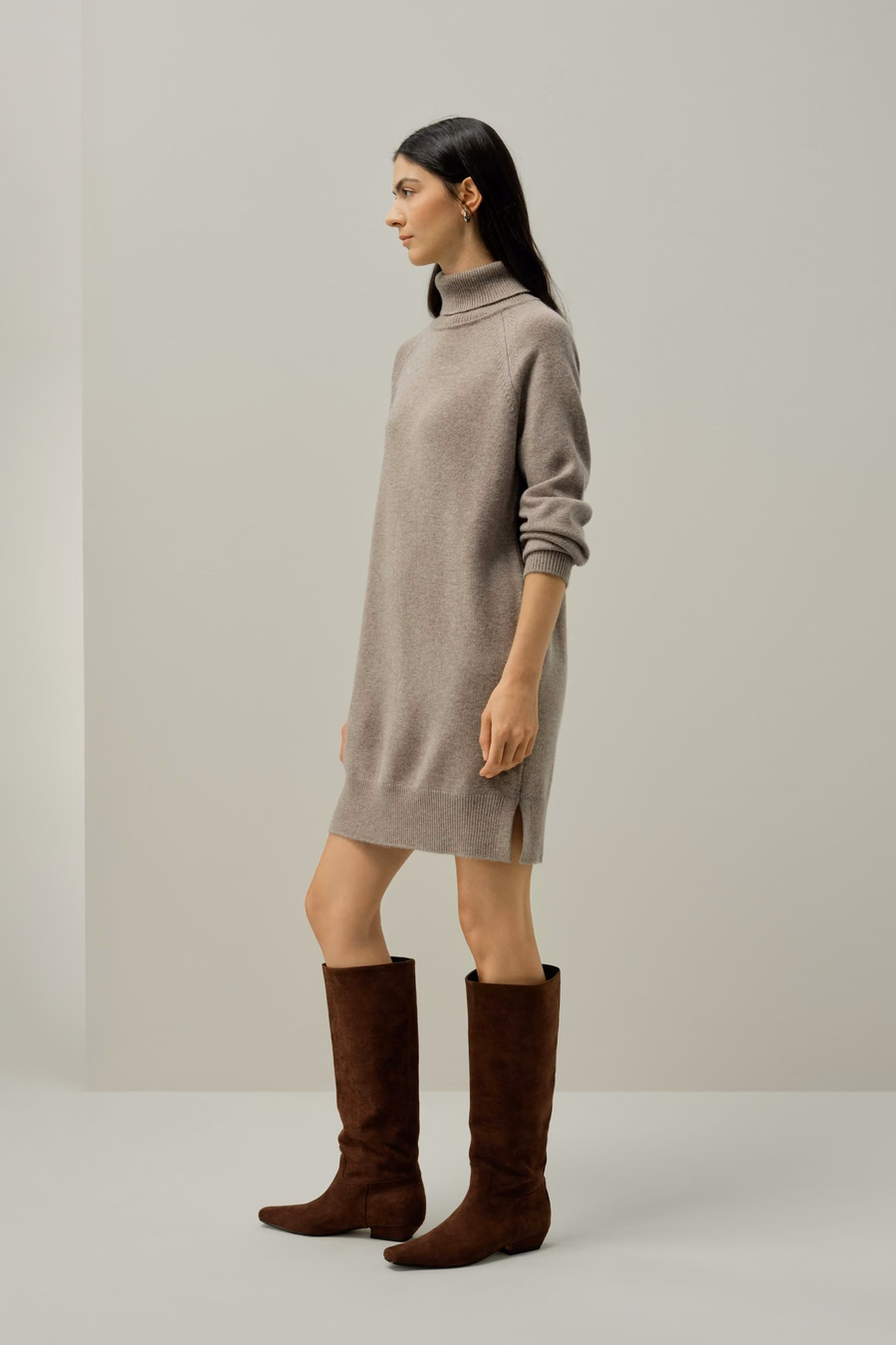 Wool-Cashmere Turtleneck Sweater Dress