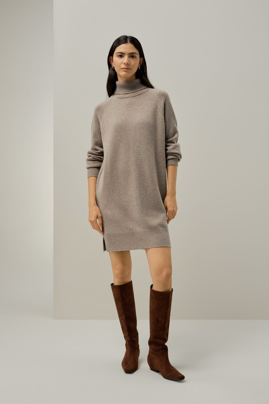Wool-Cashmere Turtleneck Sweater Dress