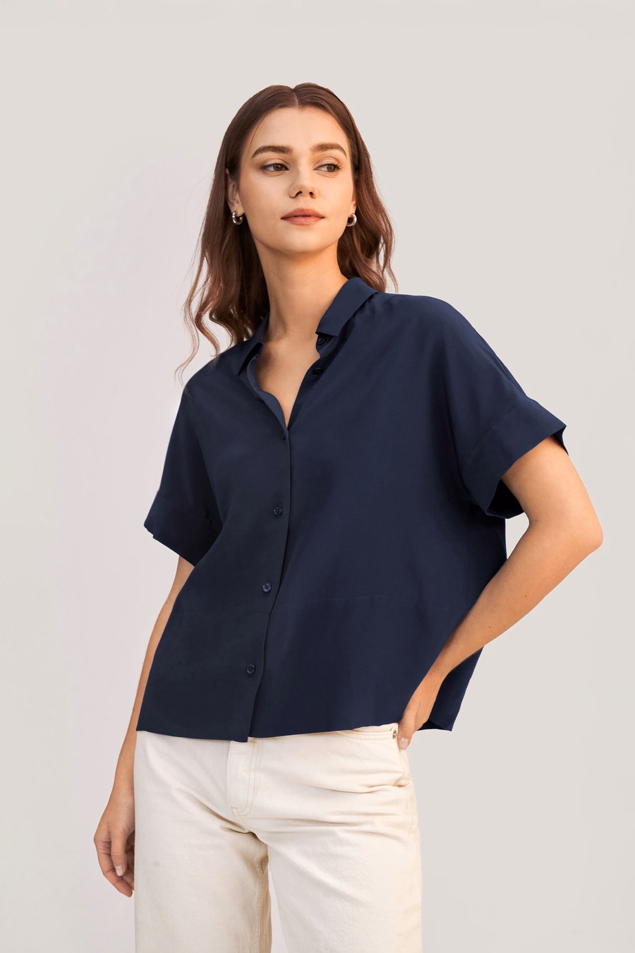 Casual Short Sleeves Loose Silk T-Shirt