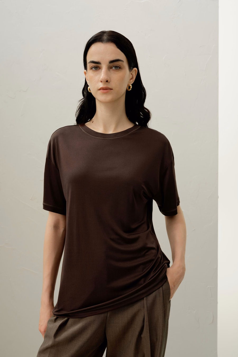 Oversized bluzka z jedwabnego jerseyu