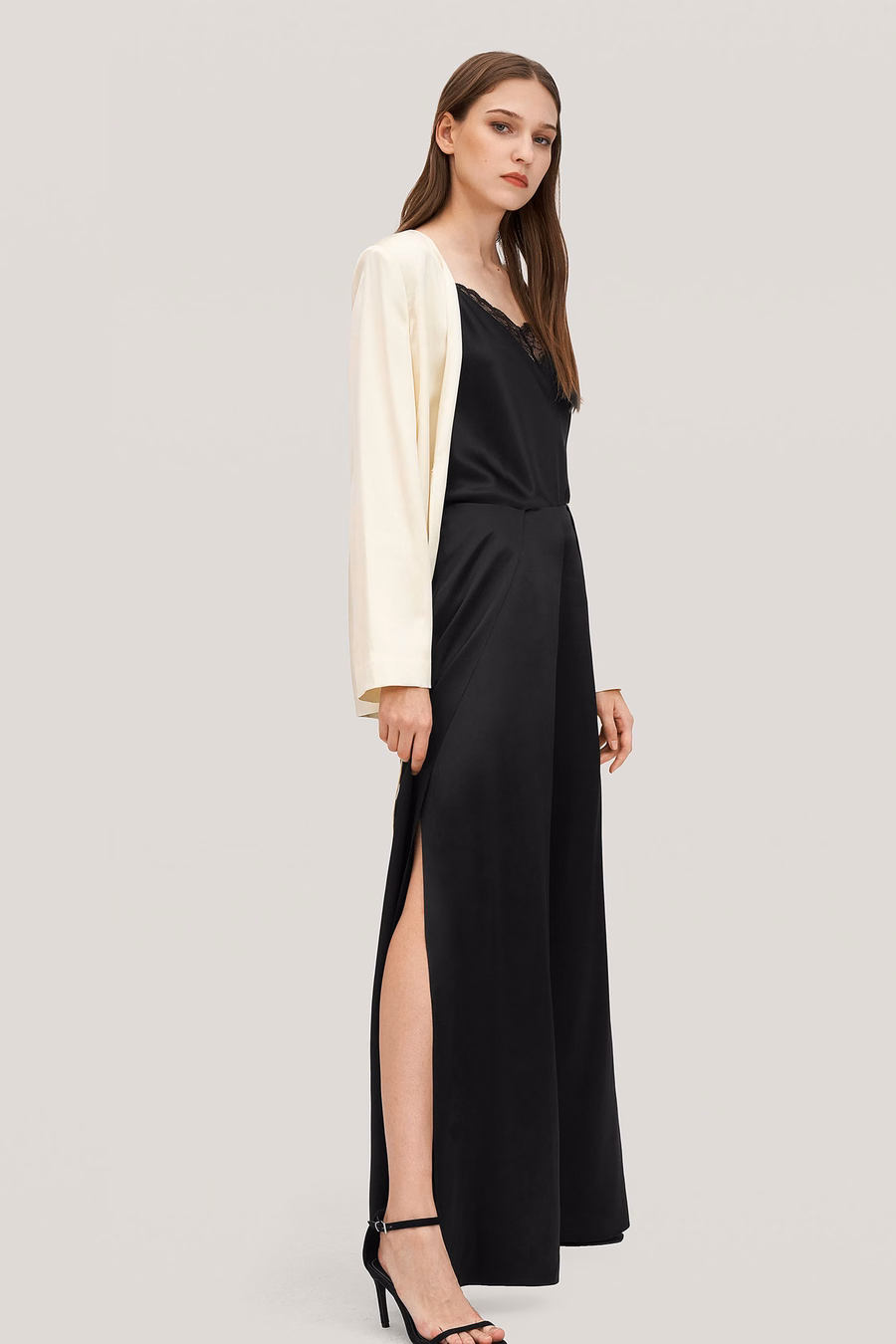 High-Waisted Silk Ginkgo Pants