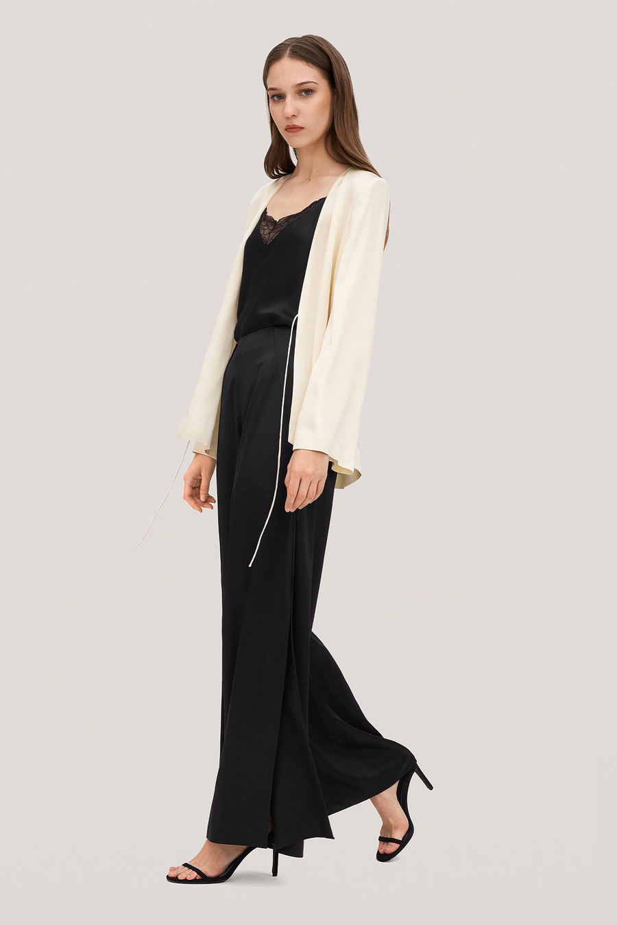 High-Waisted Silk Ginkgo Pants