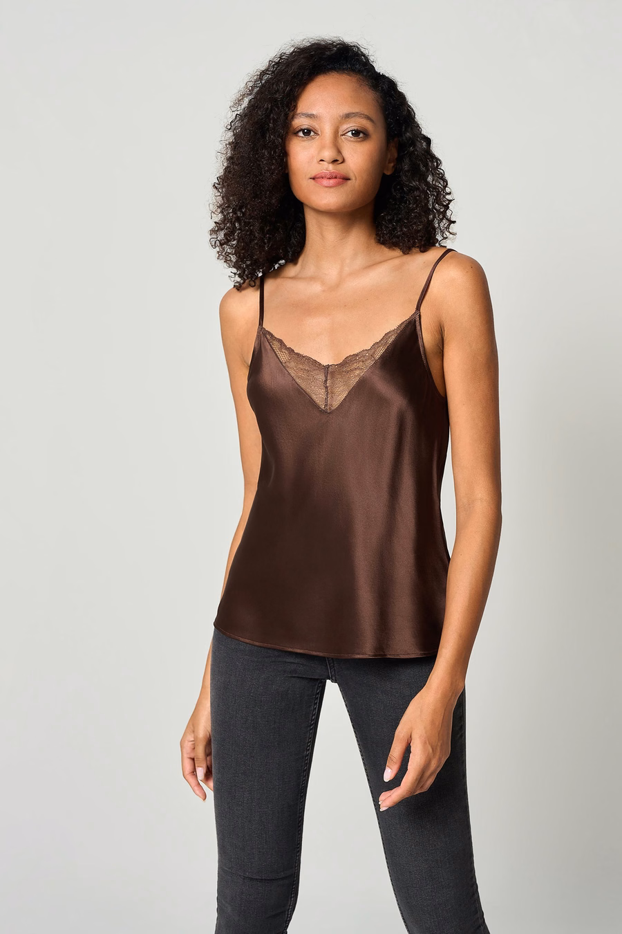 LILYSILK X MIM Koronkowy jedwabny top 2 w 1