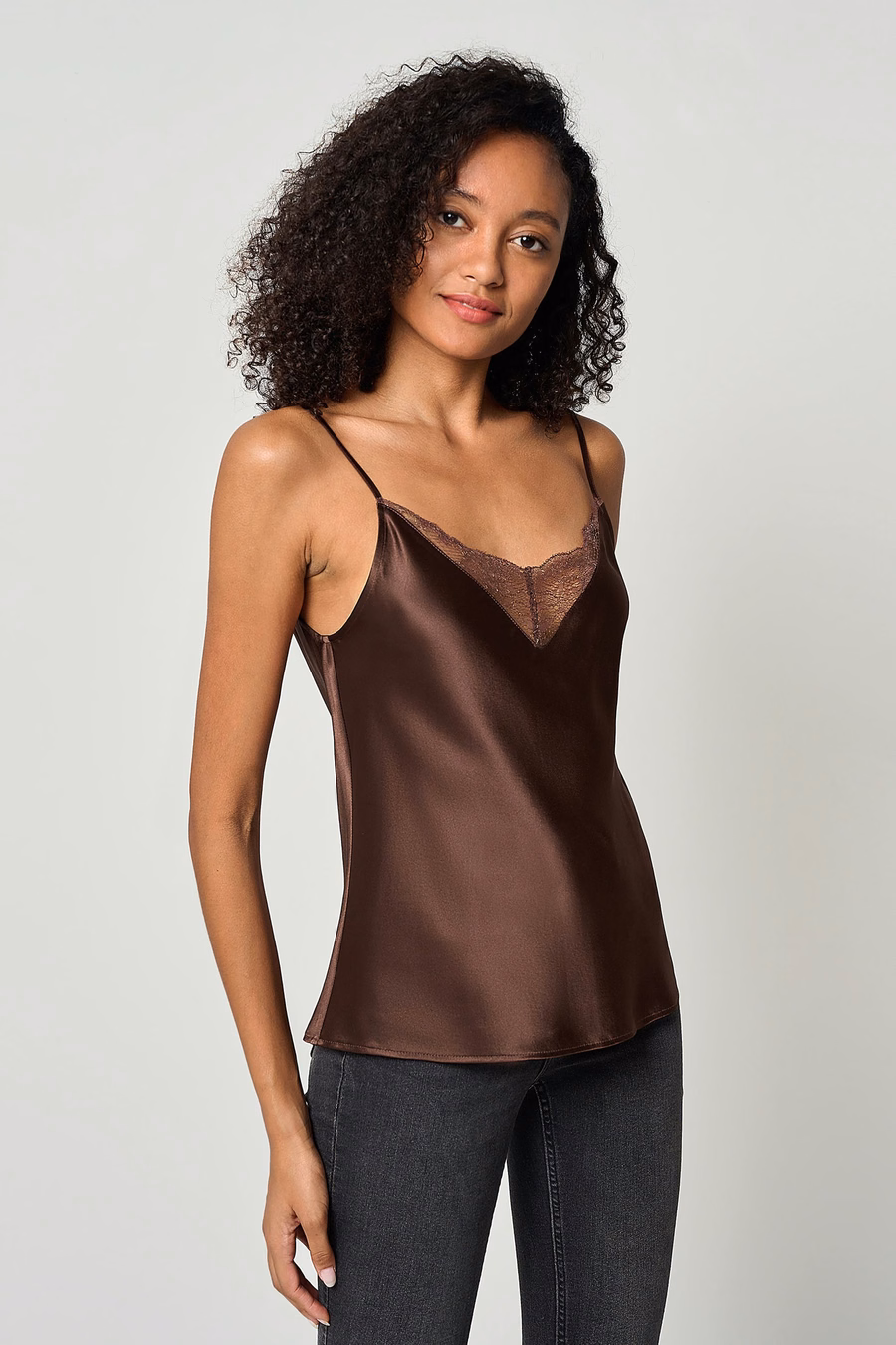 LILYSILK X MIM Koronkowy jedwabny top 2 w 1
