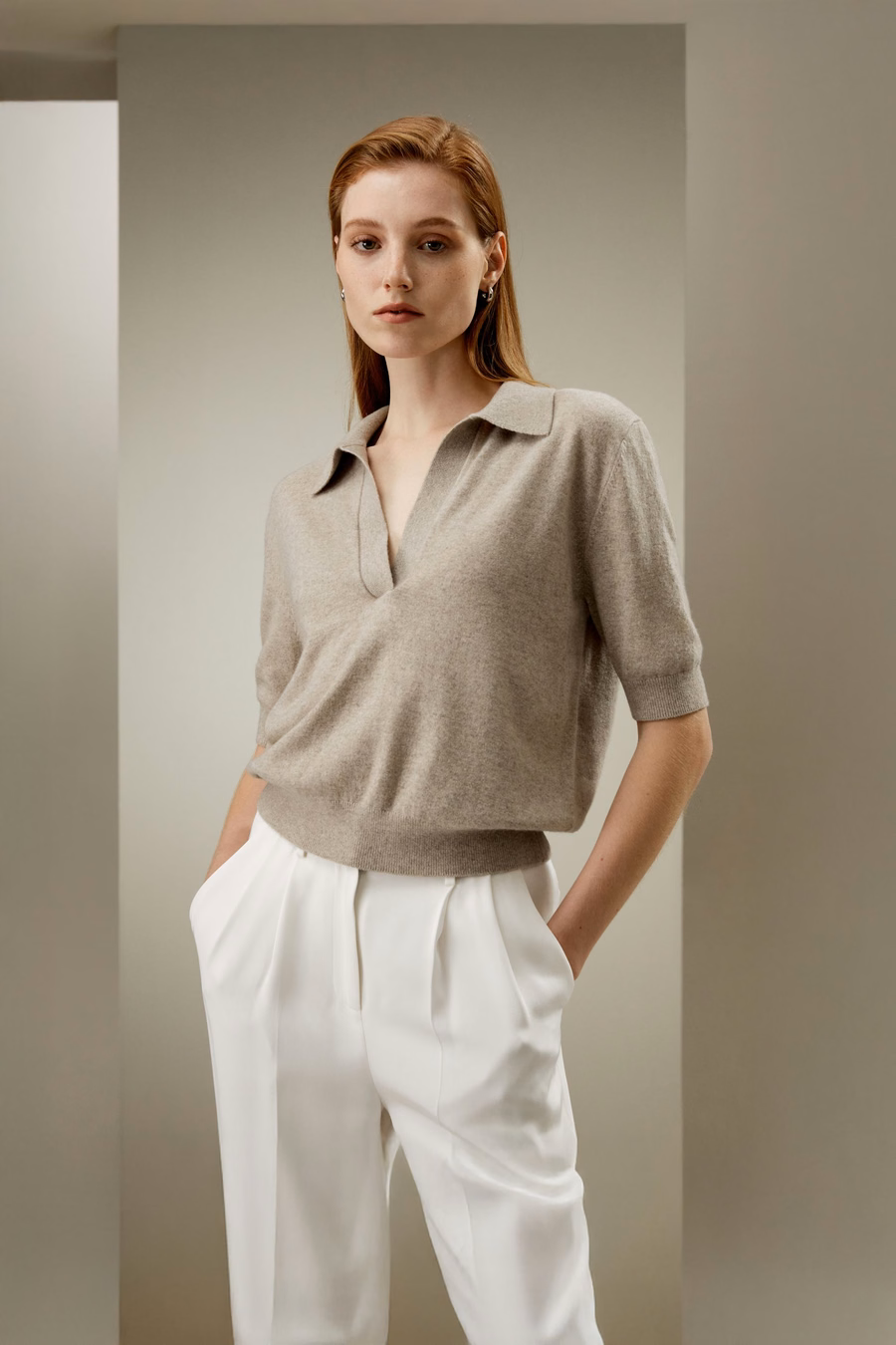 Sweter polo z baby kaszmiru
