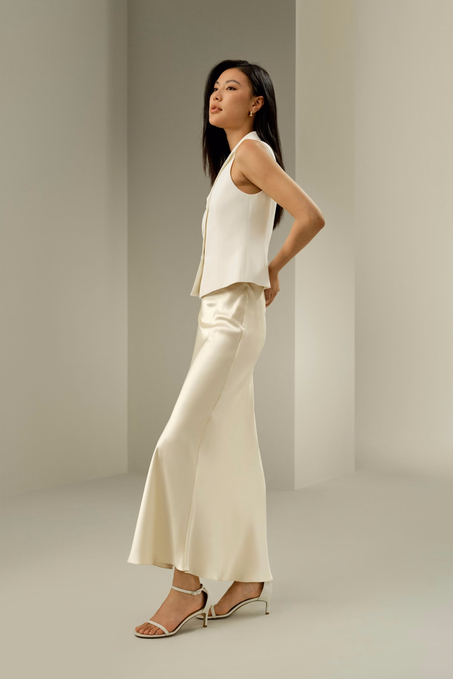 Silk Maxi Skirt with Flare Hem