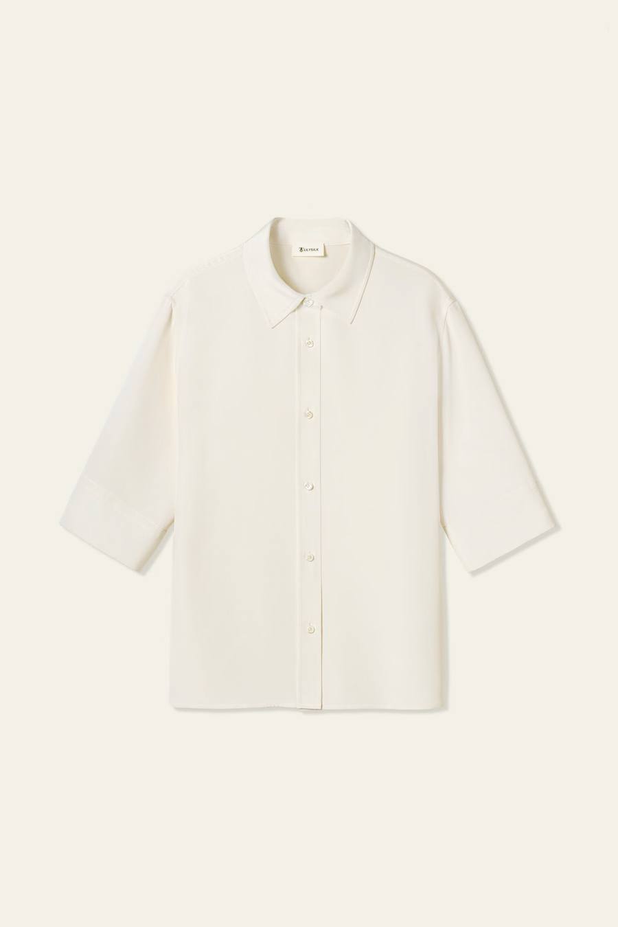 Relaxed Half-Sleeve Shirt z jedwabiu crepe