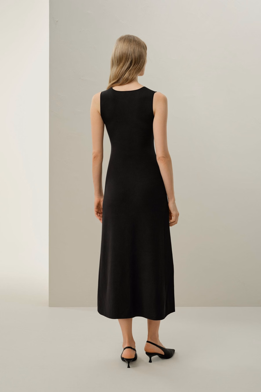 Soleil Silk-Viscose Knit V-Neck Dress